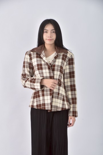 (M) from chue格紋棕色外套