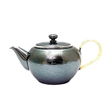 日本銅器銀川堂燻銀烏龍茶壺0.36L 古銀小銅茶壺燻銀色銅壺鍍銀