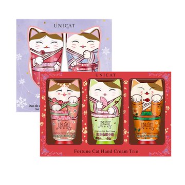 【UNICAT 變臉貓】新年禮盒 開運招財貓護手霜3入禮盒+雙重好運招財貓護手霜2入禮盒