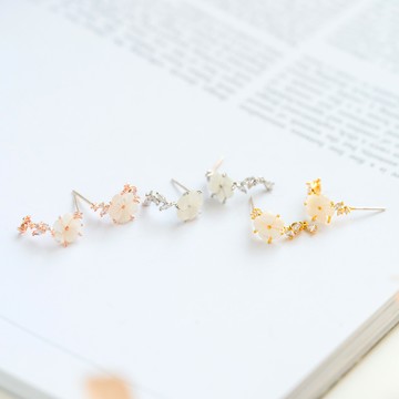 花朵帶鑽耳環2件組(J042L0Q00AK) - JUJURY