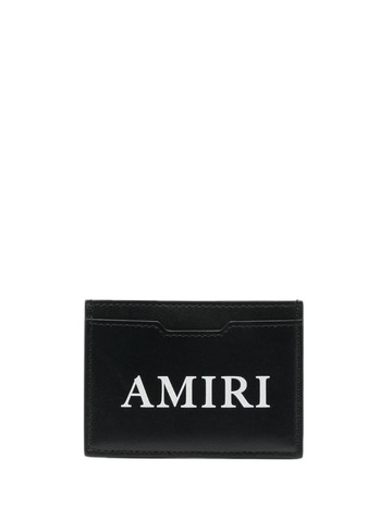 AMIRI - logo-print leather cardholder - men - Calf Leather - One Size - Black