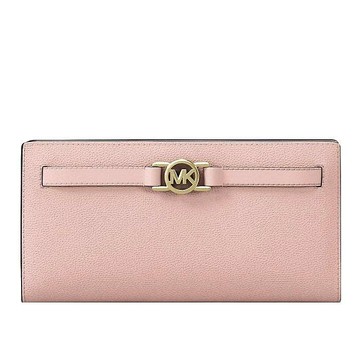 MICHAEL KORS 對摺長夾 卡片夾 鵝卵石紋真皮 長夾 皮夾 M01090 粉色MK(現貨)▶指定Outlet商品5折起☆現貨【送禮首選★APP下單點數4倍送】