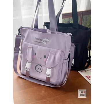 日韓卡通可愛玉桂狗單肩斜挎托特包初高中大學生上課補習袋帆布包