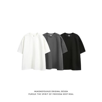 悟空有貨美式高級感cleanfit休閑短袖T恤男夏季寬松太空棉半袖tee