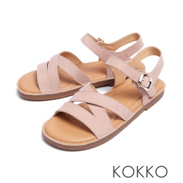 KOKKO簡約質感麂皮編織寬帶涼鞋駝灰色