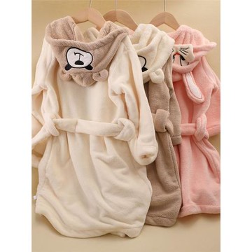 兒童法蘭絨男童女童浴袍速干吸水浴巾斗篷嬰兒加厚珊瑚絨寶寶睡袍