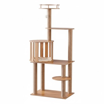 基礎城堡貓跳台 12kg  多層實木貓爬架，耐磨耐抓，附貓窩玩具  1個  單一顏色