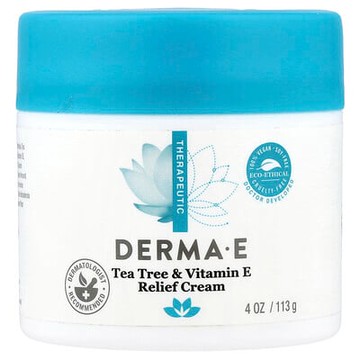 DERMA E, 茶樹和維生素 E 舒緩霜，4 盎司（113 克）