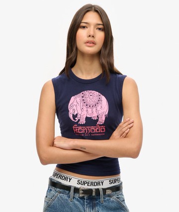Superdry Women's Women's X Komodo Hathi Slim Vest Top Navy / Rich Navy - Size: 16 Size: 12