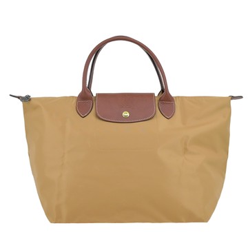 LONGCHAMP LE PLIAGE系列短把再生尼龍摺疊水餃包(中/小鹿棕)