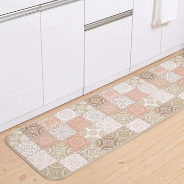 三愛纖維 歐式拼接風抗菌廚房墊子 日本製  米色  1個  270 x 60cm