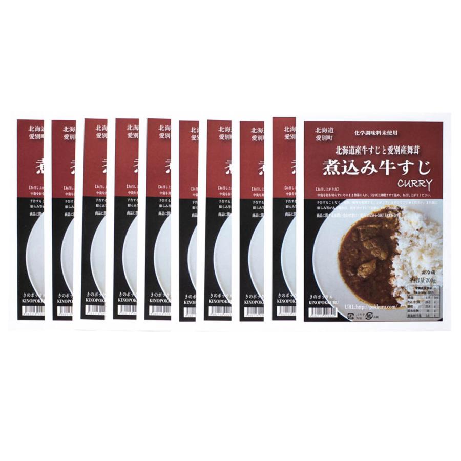 煮込み牛すじカリー 10個セット カレー 惣菜 ビーフカレー スパイシー 簡単調理 北海道産 牛肉 牛すじ