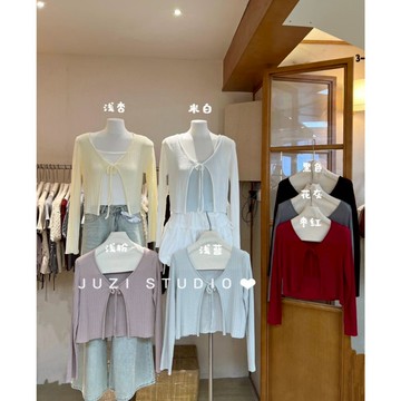 【太妮絲JJ28】現貨韓系 薄款 綁帶罩衫 小外套 罩衫 長袖上衣 外套 夏天女裝 紅色上衣 萬能百搭小外套 浪漫 甜美