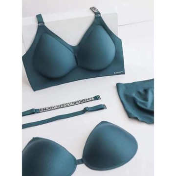 KISSY內衣 鉆石款無痕無鋼圈聚攏 維密套裝文胸大胸顯小帶鉆