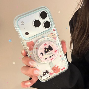 適用iPhone17手機殼貓咪磁吸支架16高顏值13蘋果17pm透明15日韓風
