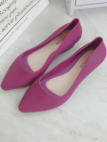 春秋尖頭單鞋女士防滑防水外穿涼鞋時尚淺口中低跟沙灘鞋女2