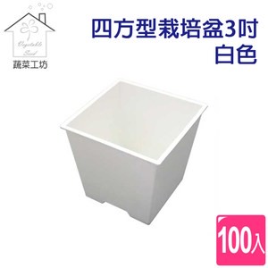 四方型栽培盆3吋-白色(厚) 100個/組