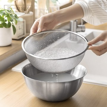 『隔日到店』304不鏽鋼洗米器【正一家居】24H出貨 洗菜籃 瀝水籃 水果籃 洗菜盆 密孔多功能瀝水籃 洗菜籃 廚房用品