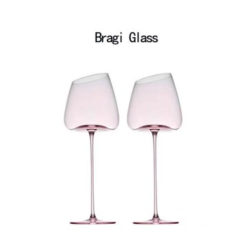 Bragi粉色紅酒杯水晶玻璃粉色高腳杯輕奢斜口高顏值葡萄酒杯禮盒