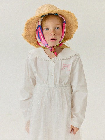 Sailor Ribbon Cotton Modal Dress [Ivory]