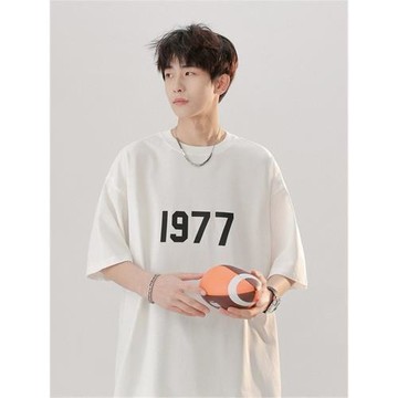 純棉短袖t恤男夏季簡約潮流百搭半袖上衣日系復古寬松男士體恤衫