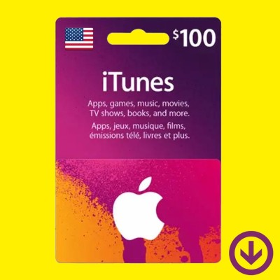 Apple gift card / iTunes ギフトカード コード送信のみ $100ドル 北米