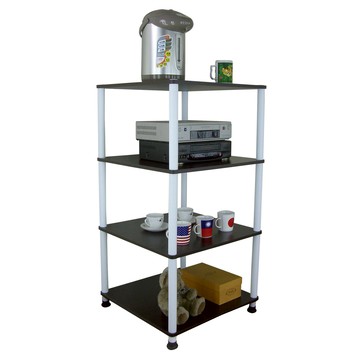 【頂堅】四層長管-置物架/電器架/收納架-60x60公分-三色可選深胡桃木色