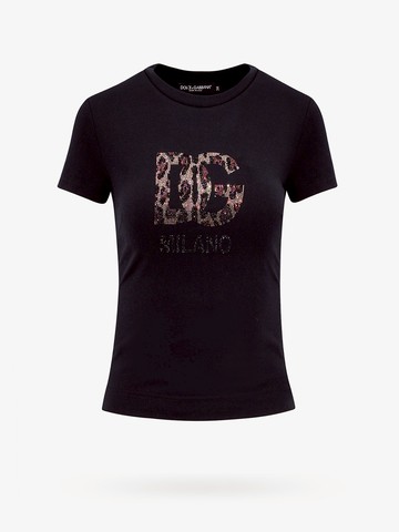 Cotton t-shirt with animalier monogram - DOLCE & GABBANA - gender_Woman