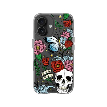 iPhone 16 Clear Case（相機按鈕） 透明 - Frida Kahlo - 花骨骷顱頭