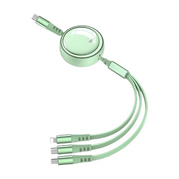 HONDONI 100W超級快充 3合1伸縮充電線 居家辦公外出好幫手 小編體驗發現真好用  1個  煙波綠