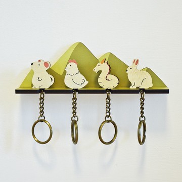 山裡的小動物們 回家鑰匙圈四入-十二生肖/壁飾/壁掛