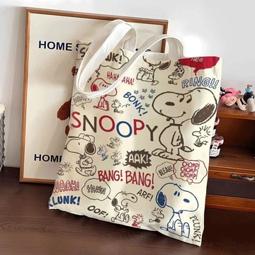 ✨臺灣出貨✨史努比Snoopy BANG文件袋周邊英文時尚高顏值拉鍊學生帆布包