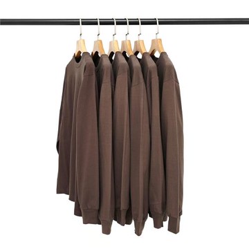 【小白家】深灰色棕色250g重磅不透純棉圓領長袖T恤男女大碼全棉T