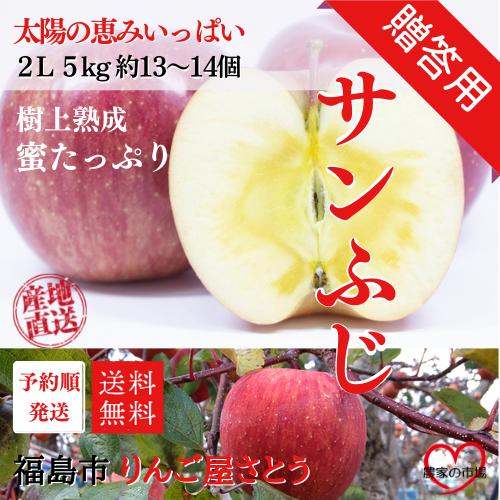  りんご サンふじ 最高級 2L 5kg 箱（約13〜14個入り） 産地直送 送料無料 12月上旬〜順次発送 福島 りんご屋さとう