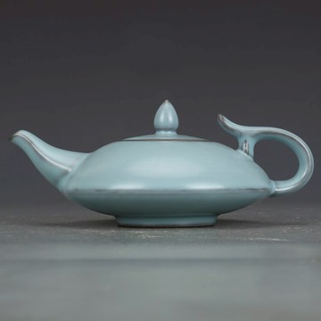 宋汝窯天藍釉執壺古董古玩收藏真品復古瓷器老物件窖藏瓷器擺件