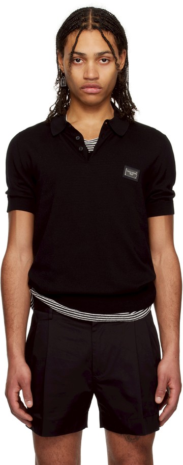 Dolce & Gabbana 黑色 Branded Tag Wool Polo 衫